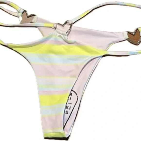 Frankie's Bikinis 2 Piece Pastel Striped Bikini SET - Picture 3 of 7